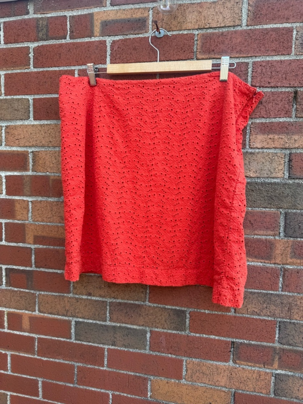 L.L.Bean Favorite Fit Coral Eyelet Cotton Skirt Size 18 Women’s Summer Coastal